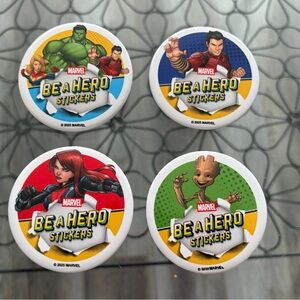 2025 MARVEL Comics BE A HERO Loblaws Complete 4 Sticker Pin Card Set